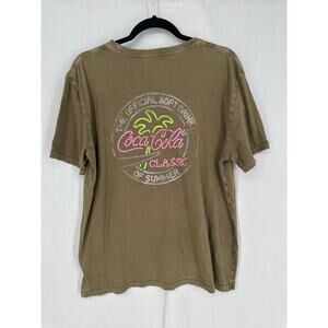 Lucky Brand Coca Cola Top Womens Large Brown Graphic Tee Beach Summer